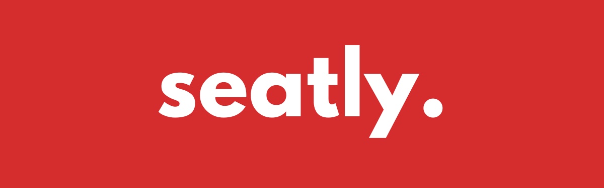 Seatly wordmark, white on red