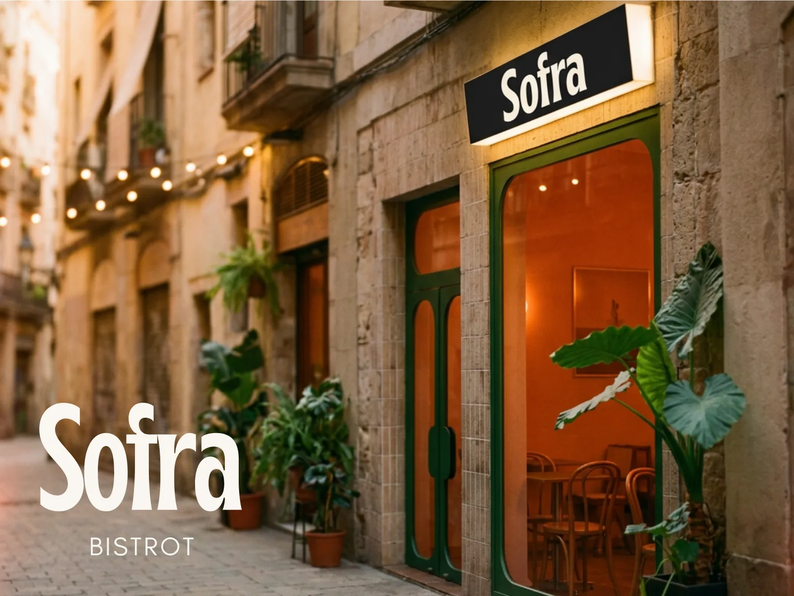 Sofra restaurant brand identity, Serbian bistrot storefront